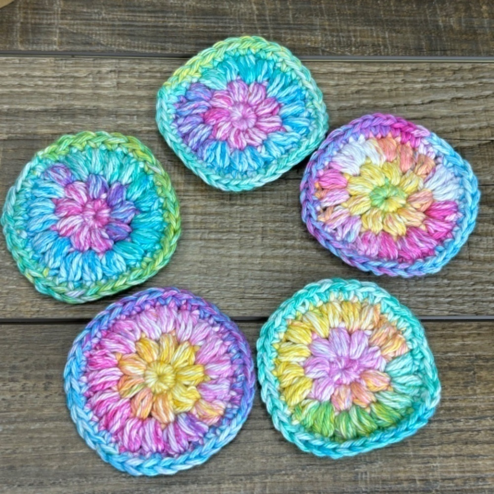 Handcrafted Crochet Scrubbies Face Round Makeup Remover Set Cotton Yarn - Picture 4 of 7